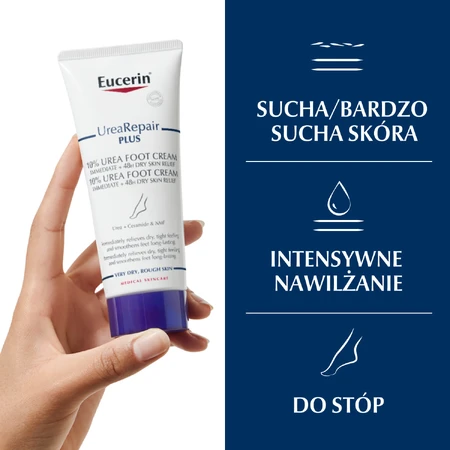 Eucerin UreaRepair Plus, Fußcreme mit 10% Urea für sehr trockene und raue Haut, 100 ml