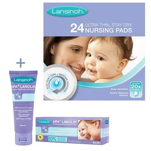 Pack Discos Absorbentes, 24 unidades + Crema Lanolina HPA, 40 ml, Lansinoh