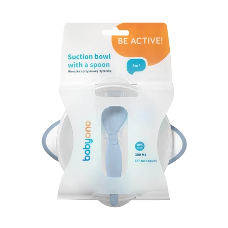 BabyOno, bol con ventosa y cuchara, 1063/05, para bebés y niños, 300 ml, 1 pieza