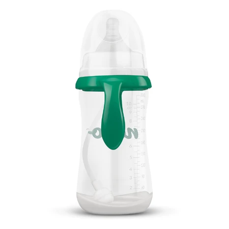 Neno Fles, antikoliekfles voor voeden en leren drinken, met fopspeen en verzwaarde slang, vanaf 6 maanden, 300 ml