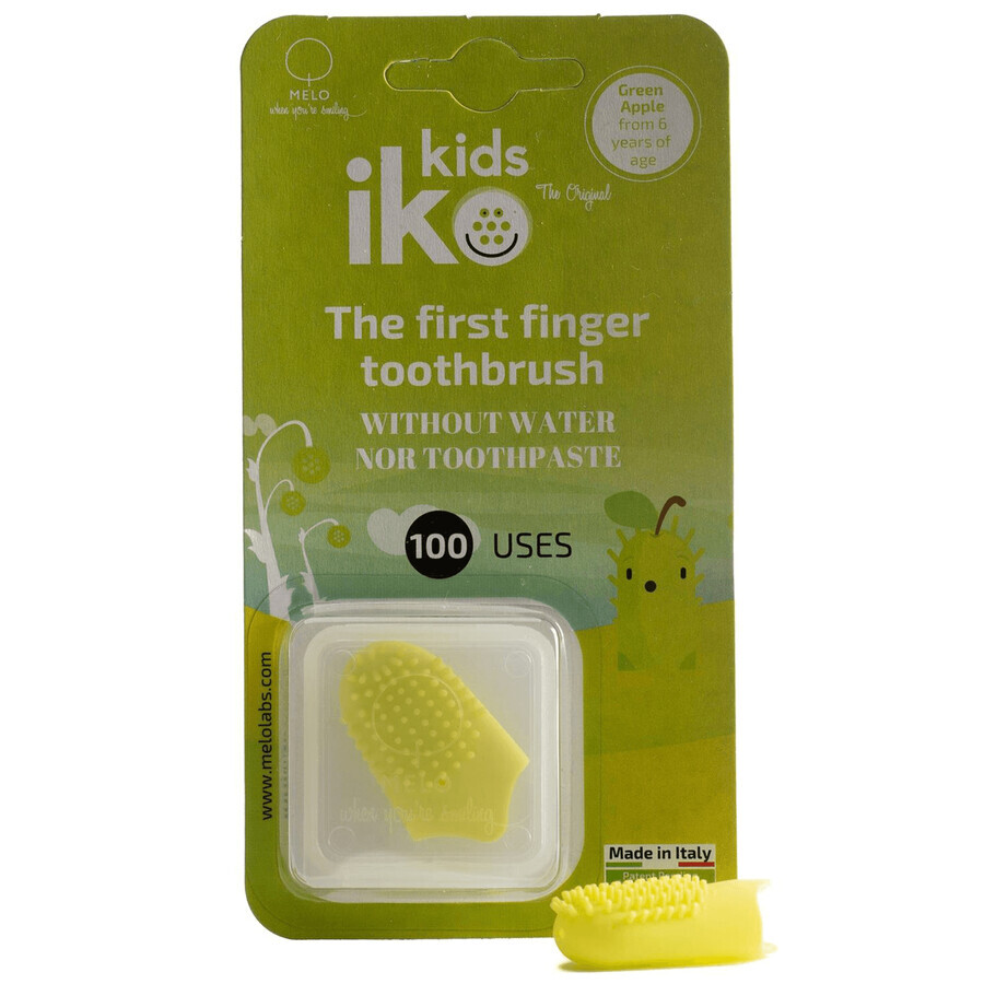 Iko Kids, periuță de dinți de buzunar, silicon, verde măr, pentru copii cu vârsta de peste 6 ani, 1 buc