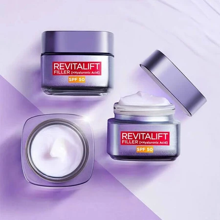 L'Oreal Revitalift Filler, crema facial antiedad de relleno intensivo, SPF 50, para el día, 50 ml