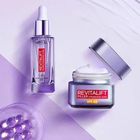 L'Oreal Revitalift Filler, crema facial antiedad de relleno intensivo, SPF 50, para el día, 50 ml