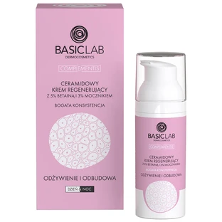BasicLab Complementis, crème régénératrice aux céramides avec bétaïne 5% et urée 3%, nourrit et reconstruit, texture riche, 50 ml