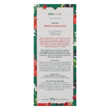 SEMA Herba Hibiscus et Rose musquée Fix, 2.5 g x 20 sachets