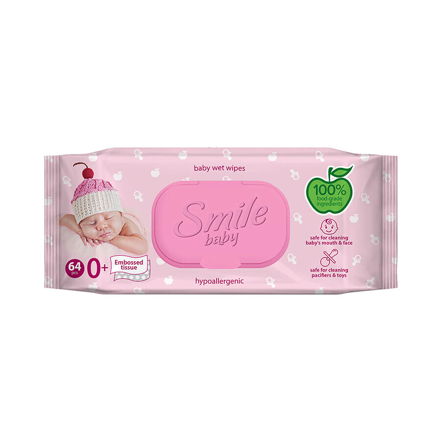 Smile Baby, vochtige doekjes voor baby's vanaf de geboorte, 64 stuks