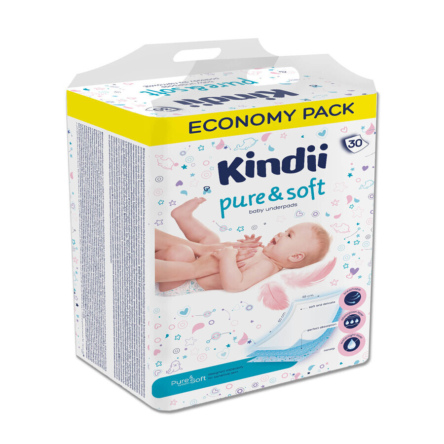 Winkel op Kindii Pure & Soft, wegwerp baby onderleggers, 60 cm x 40 cm, 30 stuks Kindii Pure & Soft, wegwerp baby onderleggers, 60 cm x 40 cm, 30 stuks