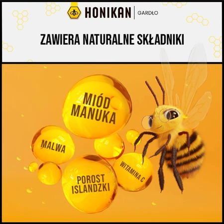 Honikan Gardło, pastillas bifásicas para niños a partir de 6 años y adultos, sabor a cereza, 16 piezas