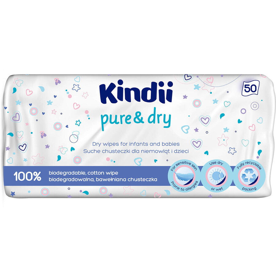 Winkel op Kindii Pure&Dry, droge baby- en kinderdoekjes, biologisch afbreekbaar, 50 stuks Kindii Pure&Dry, droge baby- en kinderdoekjes, biologisch afbreekbaar, 50 stuks