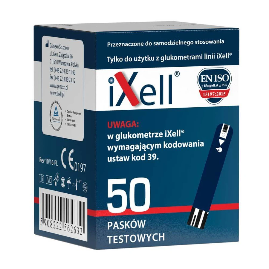 iXell, tiras reactivas de glucomet, 50 piezas