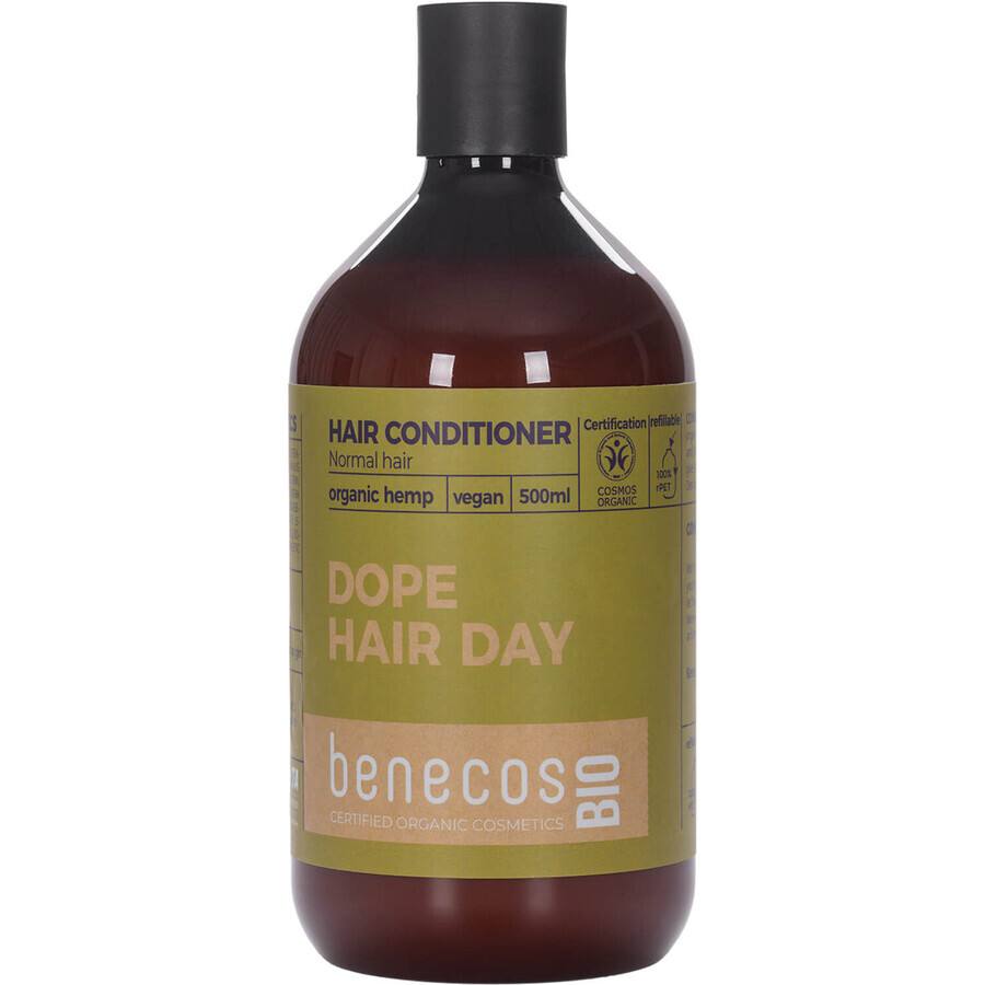 Benecos BIO, acondicionador hidratante con aceite de cáñamo ecológico, cabello normal, 500 ml