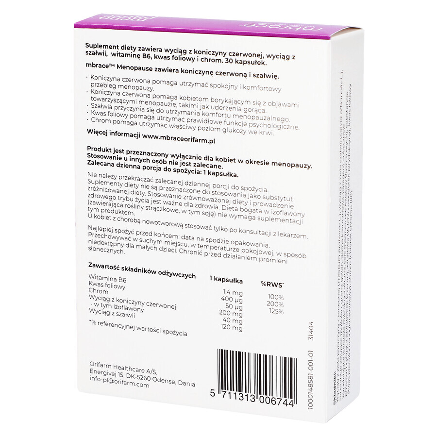 Mbrace Menopause, 30 capsules