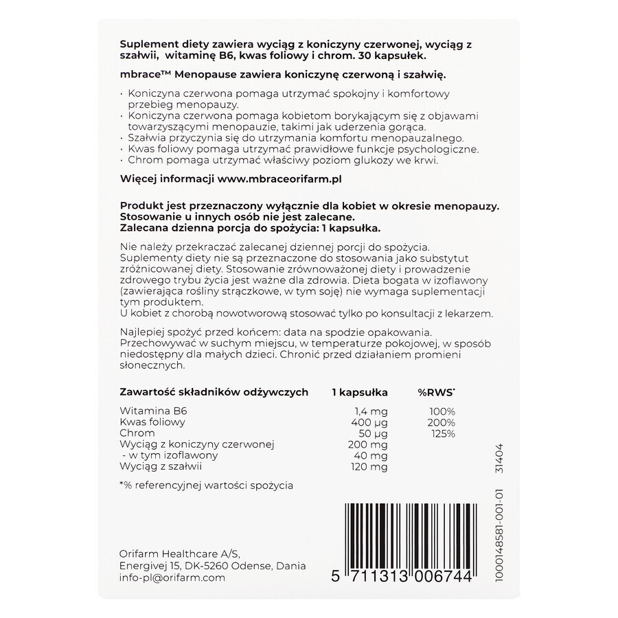 Mbrace Menopause, 30 capsules