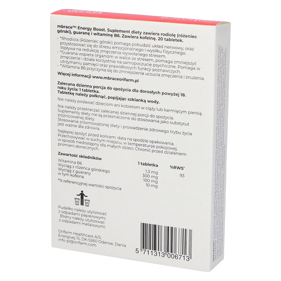 Mbrace Energy Boost, 20 tabletten