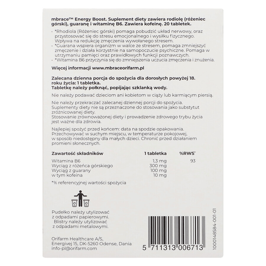 Mbrace Energy Boost, 20 tabletten