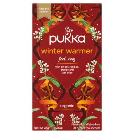 Pukka Winter Warmer Bio, infusión de frutas y hierbas, jengibre, rooibos, naranja y anís, 1,9 g x 20 sobres