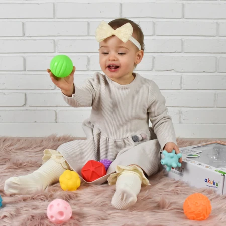 Ackuku, set of sensory balls, from 6 months, 8 pieces