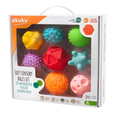 Ackuku, set of sensory balls, from 6 months, 8 pieces