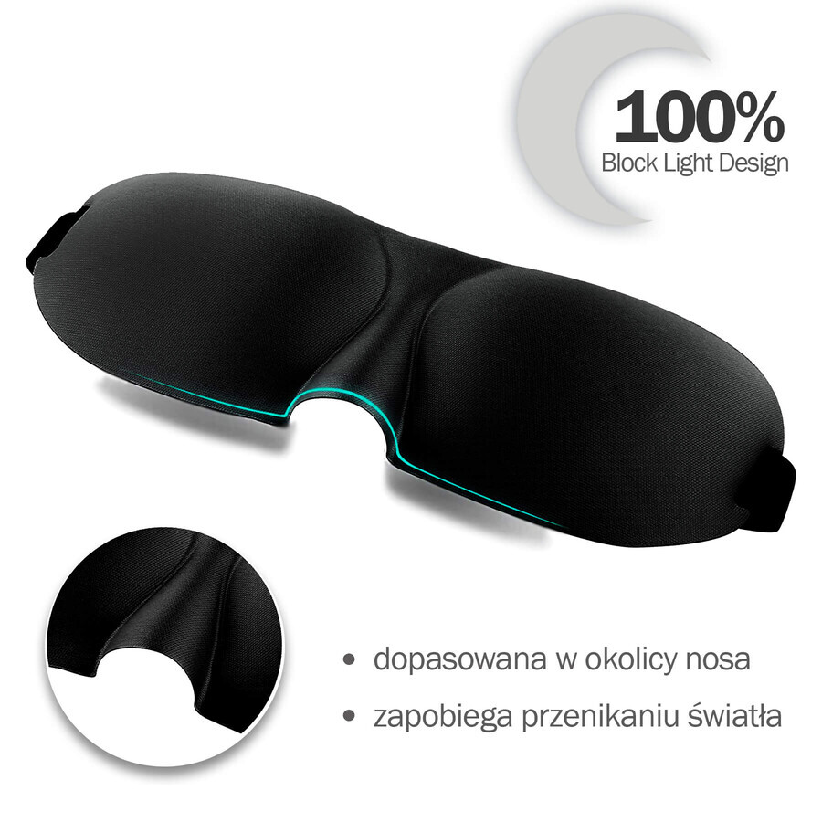 Waya 3D Comfort, bandeau pour dormir, noir, 1 pièce 