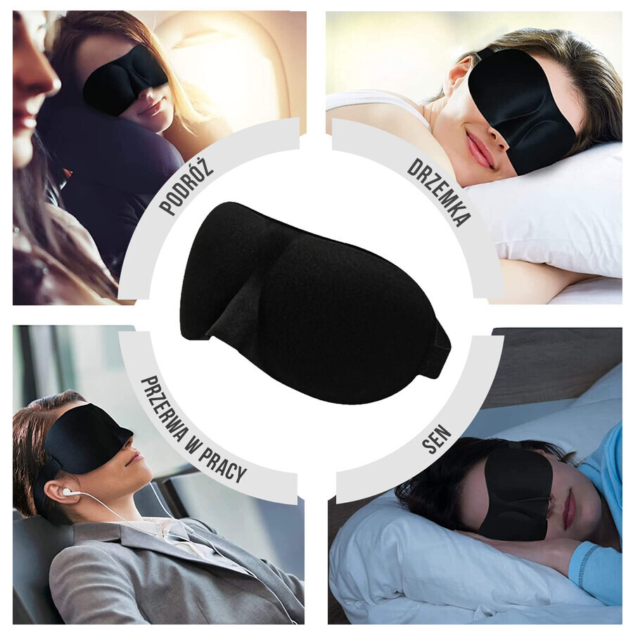 Waya 3D Comfort, bandeau pour dormir, noir, 1 pièce 