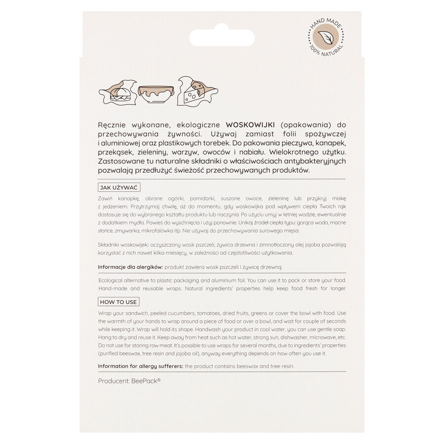 Helpa Waxwraps, confezione ecologica per la conservazione degli alimenti, taglia M, 1 pz. Helpa Waxwraps, confezione ecologica per la conservazione degli alimenti, taglia M, 1 pz.
