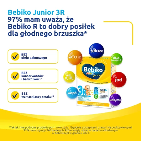 Bebiko Junior 3R Nutriflor Expert, préparation nutritive à base de lait avec du gruau de riz, plus de 1 an, 600 g