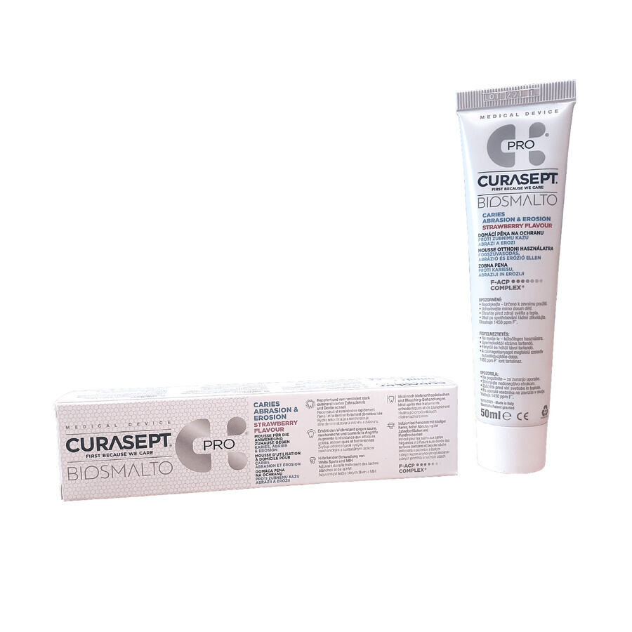 Cumpără Curasept Biosmalto Pro, Spumă protectoare intensivă pentru dinți, aromă de căpșuni, carii, abraziune și eroziune, 50 ml Curasept Biosmalto Pro, Spumă protectoare intensivă pentru dinți, aromă de căpșuni, carii, abraziune și eroziune, 50 ml
