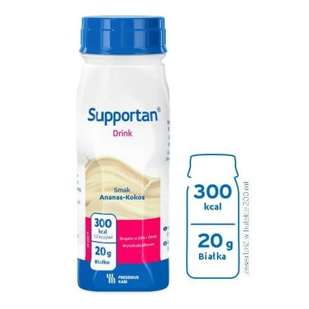 Supportan bebida nutricional piña-coco, 4 × 200 ml, Fresenius Kabi