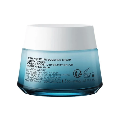 Vichy Mineral 89, rijke hydraterende en voedende crème, 72u, 50 ml