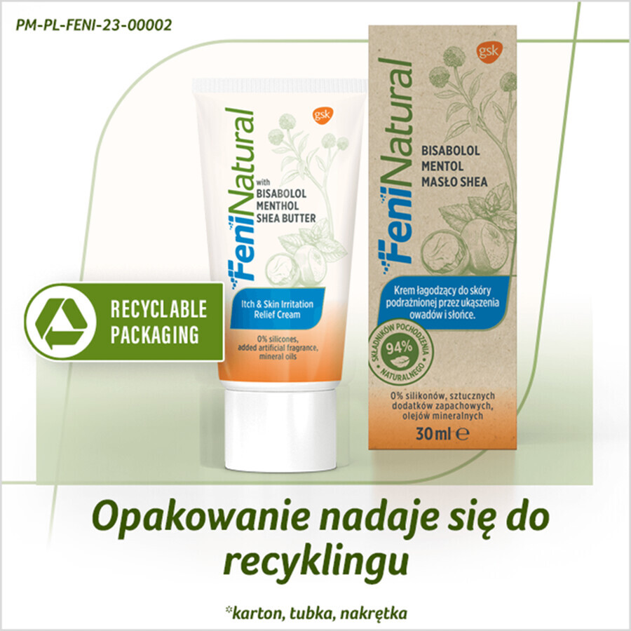 FeniNatural soothing cream for skin irritated by insect bites and sun, 30 ml