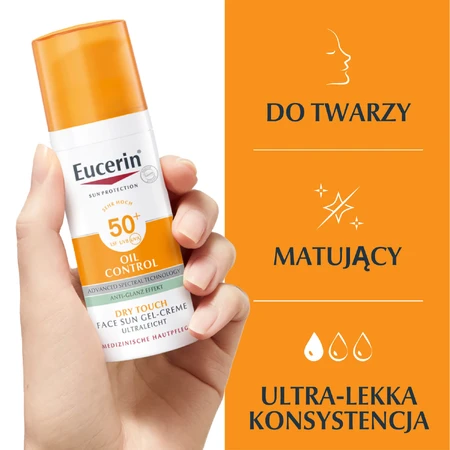 Eucerin Sun Oil Control, gel-crema protectora ultraligera para pieles con imperfecciones, SPF 50+, 50 ml
