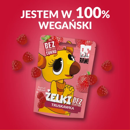 BeRAW! Kids, jelly beans, aardbei, zonder toegevoegde suiker, 35 g