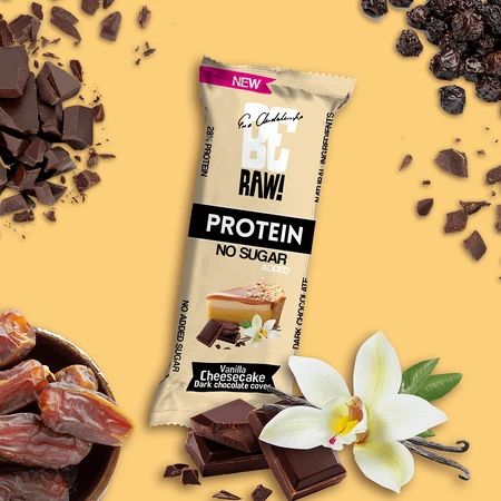 BeRAW ! Protein, barre protéinée, cheesecake à la vanille, sans sucre ajouté, 40 g