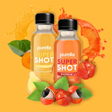 Purella Superfoods SuperShot Immunity, still drink, gember + kurkuma, 100 ml