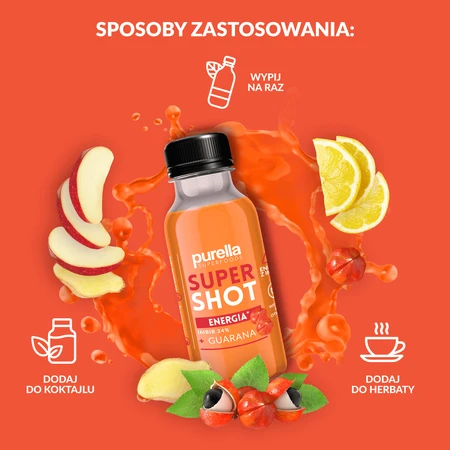 Purella Superfoods SuperShot Energy, bebida sin gas, jengibre + guaraná, 100 ml
