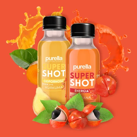 Purella Superfoods SuperShot Energy, bebida sin gas, jengibre + guaraná, 100 ml