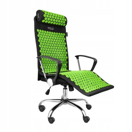4Fizjo Esterilla de acupresión, esterilla de acupresión grande con cojín, 110 cm x 42 cm, negra y verde