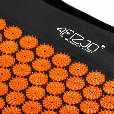 4Fizjo Esterilla de acupresión, esterilla de acupresión grande con cojín, 110 cm x 42 cm, negra y naranja