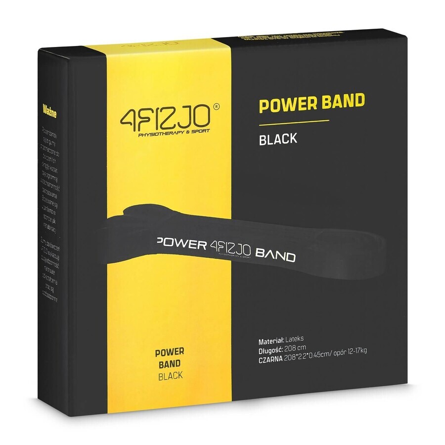 4Fizjo Power Band, exercise resistance band, black, 12-17 kg