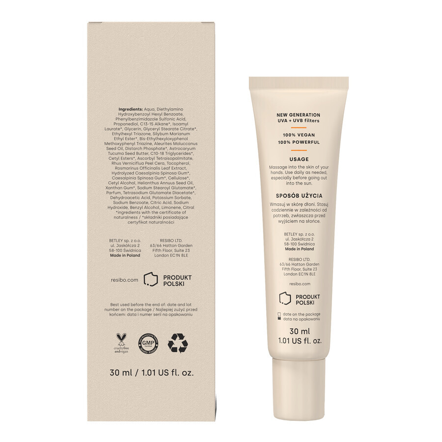 Reisbo Hands 2.0, rejuvenating hand cream with vitamin C, SPF 30, 30 ml