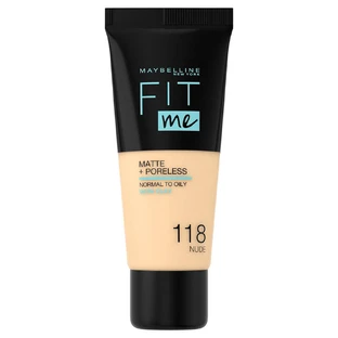 Maybelline Fit Me! Matte en Poreless, matterende foundation, Nr. 118, Nude, 30 ml
