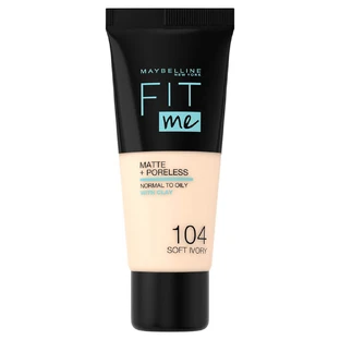 Maybelline Fit Me Matte and Poreless, base de maquillaje matificante, nº 104, Soft Ivory, 30 ml