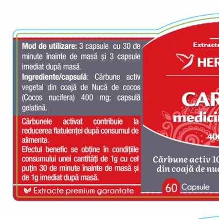 Charbon médicinal activé Herbagetica x 60cps