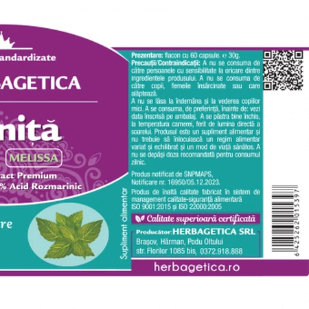 Herbagetica Zitronenmelisse, 60 Kapseln