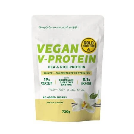V-Protein pflanzliches Proteinpulver mit Vanillegeschmack, 720 g, Gold Nutrition