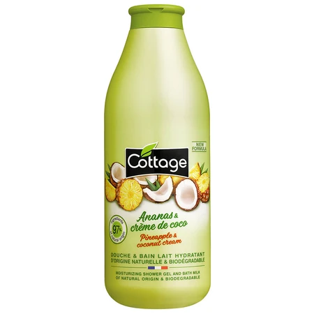Gel douche et lait de bain Ananas et crème de coco, 750 ml, Cottage