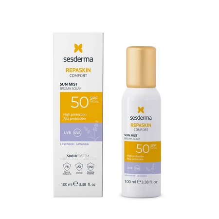 Zonbeschermingsmist SPF 50 met lavendel Comfort Repaskin, 100 ml, Sesderma