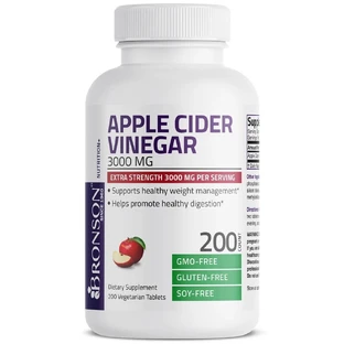 Appelciderazijn, 3000 mg, 200 tabletten, Bronson Laboratories