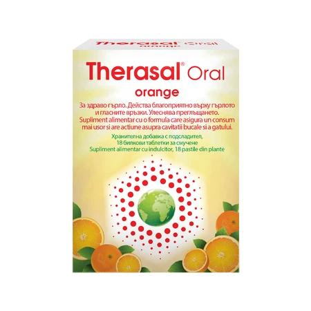 Pastillas de hierbas con sabor a naranja Therasal Oral Orange, 18 pastillas, Vedra