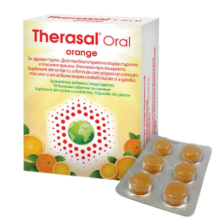 Pastillas de hierbas con sabor a naranja Therasal Oral Orange, 18 pastillas, Vedra